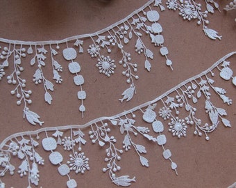 3 Yards Exquisite tassel lace Trim flower tassel embroidery Lace Trim for Bridal Wedding Gown necklace, hats 3.15" width