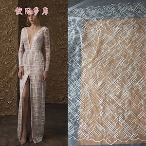 1 Meter Weiße Pailletten Muster Stickerei Spitzenstoff Floral Alencon Alice Tüll Stoff Für Mädchen Kleid Tutu Kleid Brautkleid Braut Schleier