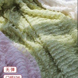 8 Farben Wellenmuster gekräuselte gefältelte Chiffon-Stoff, rosa Gekräuselte Chiffon-Spitzen-Gewebe für Mädchen-Kleid couture Kostümvorhang 1 Yard