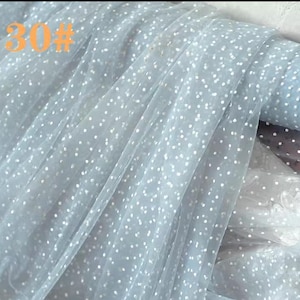 White Polka Dot Embroidered Lace Fabric Soft Dot Flocking Tulle Fabric For Girl Dress Tutu Dress Wedding Dress Bridal Veil  1 Yard