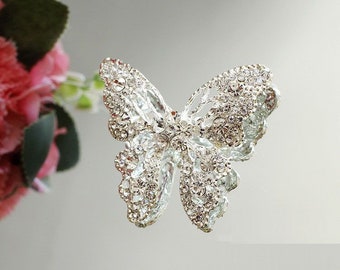 1 pc Butterfly Rhinestone brooch pin Embellishment Crystal Clear brooch  for Wedding Brooch Bridal Brooch Embellishment Broach