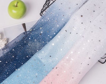 Sequin Gradient Gradient Lace fabric Stars Moon Ombre soft tulle fabric for wedding lace bridal lace dress fabric veil lace 59" width