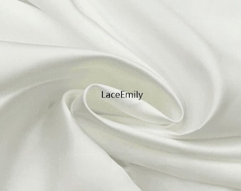 Thick Matte Satin fabric Ivory Satin fabric For Girl Dress, Wedding Background, Wedding dress, bridal dress 59" width