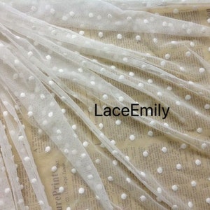 Cotton dot embroidery Lace fabric soft ivory tulle fabric For Girl Dress Tutu Dress Wedding Dress Bridal Veil 1 yard image 2