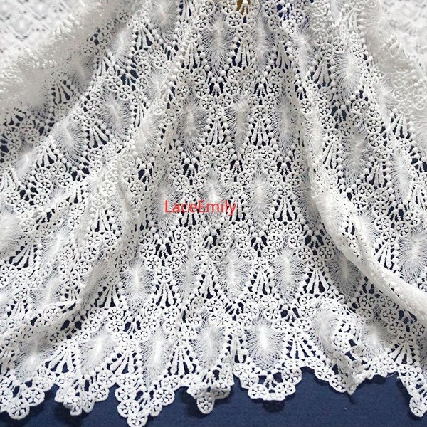 French embroidery lace fabric off white Hollow Flower fabric for Girl Dress, Skirts, tablecloth 1 yard