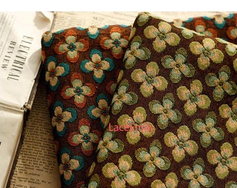 Vintage flower pattern jacquard Fabric Floral Emboss Thick Fabric for Wedding Dress, Ball gowns, tablecloths, Interior decoration 1 yard
