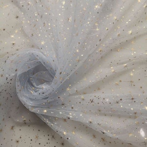 Gold Glitter Star Lace Fabric silver Star Soft Tulle Fabric For Girl Dress Tutu Dress Wedding Dress Bridal Veil 1 yard