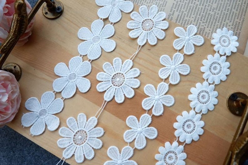 2 Yards Milk silk flower Embroidery Alice Lace Trim, white vintage alencon lace Trim for bridal veil ,Wedding Gown, necklace