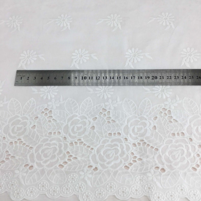 Flower Embroidery Cotton Fabric Floral Leaf Hollowed Cotton Etsy