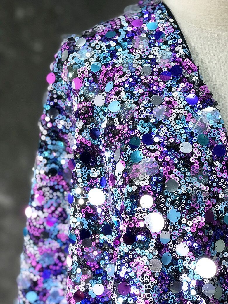 Sequins Closeup In Delicate Blue Lilac Tone Sparkling Fabric With Large  Sequins In Cold Colors Shining Macro Background Fabricexture Scales With  Sequins Stock Photo - Download Image Now - iStock