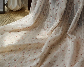 1 Yard Small rose flower chiffon lace fabric, floral Chiffon Printed Fabric for Girl Dress, Printing Dress, Summer Dress, Shirts 59" width