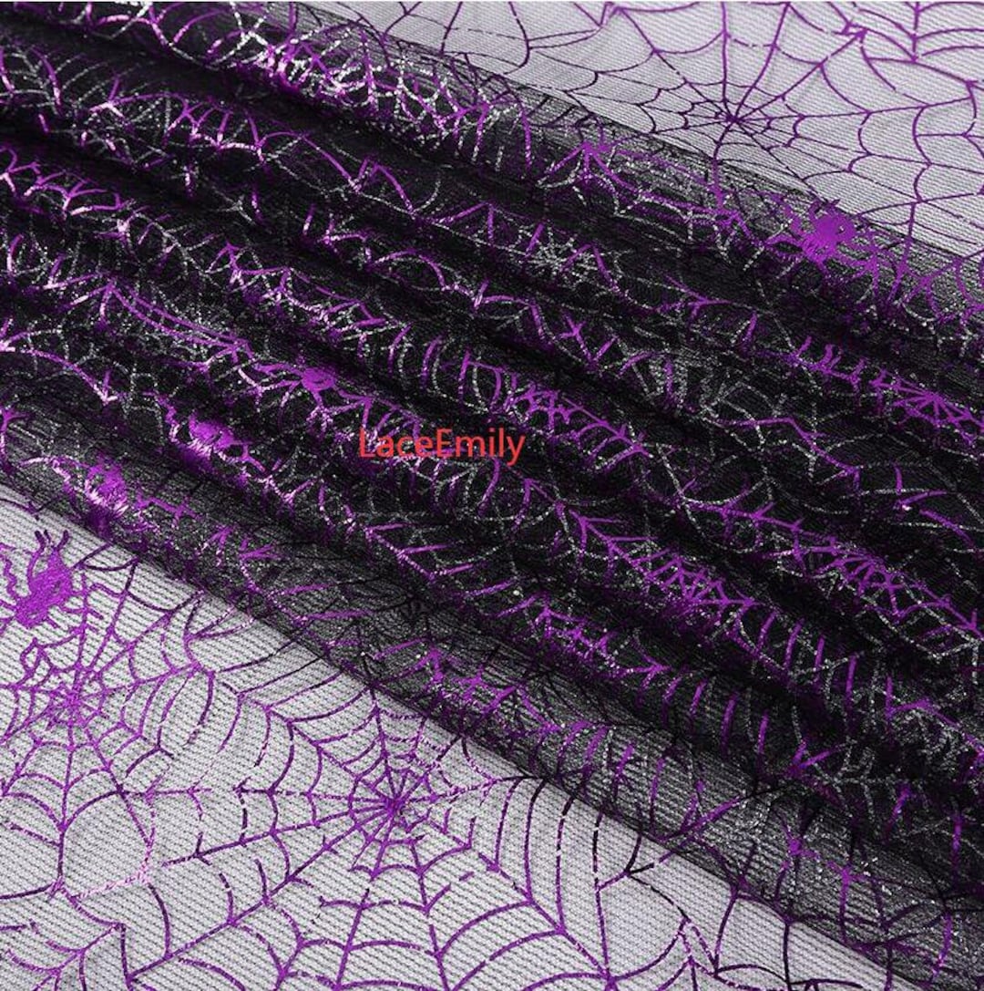 6 Colors Colorful Spider Web Lace Fabric Gold Purple Web Spider Mesh