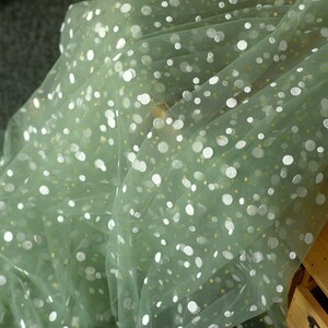 Weißer Punktstickerei Spitzenstoff Goldtupfenmuster weiche Tüllspitze Für Mädchenkleid Tutu Kleid Hochzeitskleid Brautschleier Abendkleid 1 Hof