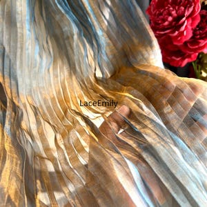 9 kleuren goud geplooide organza kant stof goud gegolfde ombre kant stof voor meisjesjurk tutu jurk trouwjurk bruidsjurk, 1 yards