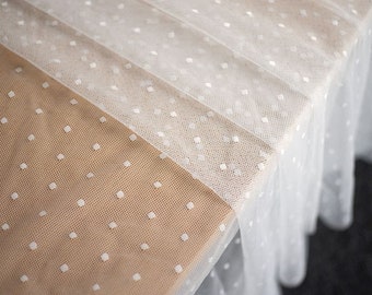 Polka Dot Embroidered Lace Fabric Soft Elastic dot Mesh Tulle Fabric For Girl Dress Tutu Dress Wedding Dress Bridal Veil 1 yards