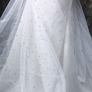 1 Yard Rhinestone Lace Fabric Ivory Black Tulle for Wedding Party Dress Tutu Dress Bridal Veiling Prom Gown