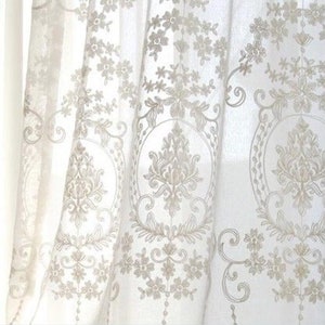 Voilage blanc brodé de fleurs rétro en dentelle, voilages brodés pour toile de fond en dentelle de mariage