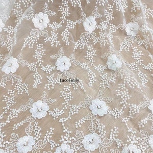 Whte flower embroidery lace fabric soft lace fabric for wedding lace bridal lace dress fabric veil lace 51&quot; width
