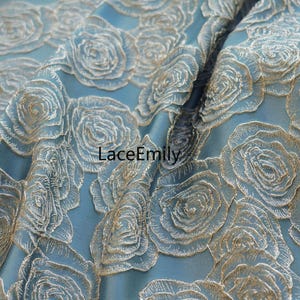 4 Colors 3D Rose with gold edges jacquard Fabric Gold Embroidered embossed Fabric for Wedding Dress, gowns, Girl Dress 1 yard