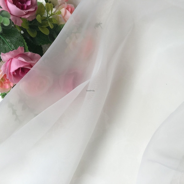 9 Colors High quality solid organza fabric Extra dense organza tulle fabric For Girl Dress Tutu Dress Wedding Dress Bridal Veil 1 Yard