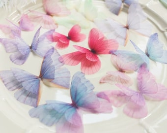 8 colors 10pcs Organza 3D Butterfly Lace Applique Gradient Butterfly applique for Wedding applique Bridal Headwea veil applique 4M+6CM