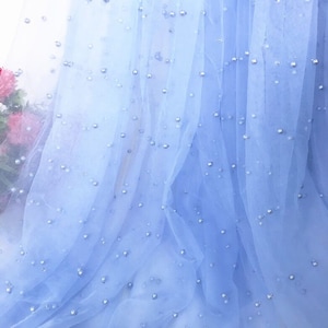 3 Colors Bead Pearl lace fabric Ivory Soft Tulle for wedding lace bridal lace dress fabric veil lace 1 Yard