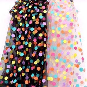 Bunte Polka Dot Spitzenstoff gelb grün lila Punkte Tüllspitze für Hochzeitskleider, Mädchenkleid, Tutu Kleid, Abendkleid 1 Yard Bild 9