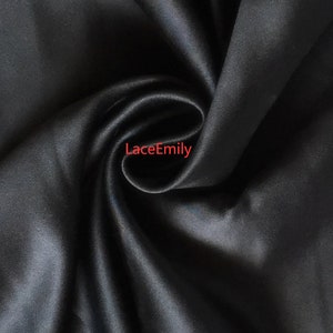 Thick Matte Satin fabric Ivory Satin fabric For Girl Dress, Wedding Background, Wedding dress, bridal dress 59" width Black