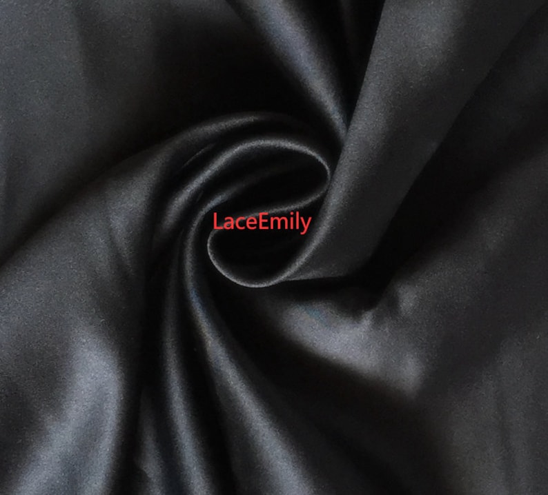 Thick Matte Satin fabric Ivory Satin fabric For Girl Dress, Wedding Background, Wedding dress, bridal dress 59" width Black