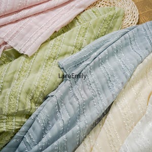 6 Colors Striped chiffon Fabric, pink Ruffled Chiffon Lace Fabric for Girl Dress couture costume curtain 1 Yard