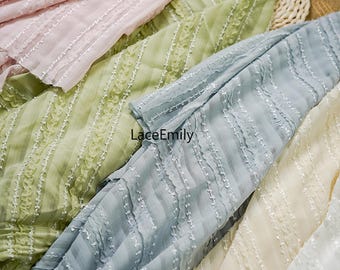 6 Colors Striped chiffon Fabric, pink Ruffled Chiffon Lace Fabric for Girl Dress couture costume curtain 1 Yard