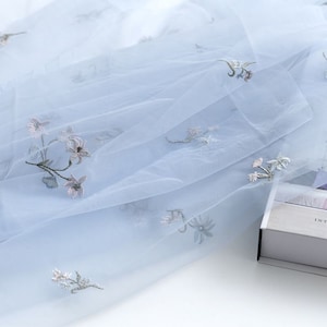 3 Colors Tulle Small Flower Embroidered Lace Fabric Couture Dress Prom Dress For Wedding Dress Veil Costume Supplies 59&quot; width
