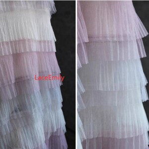 Regenbogen mehrschichtige Plissee Mesh Tüll Stoff rosa Gerüschter Spitzen-Stoff, für Mädchen-Kleid-Tutu-Kleid Hochzeitskleid 1 Meter