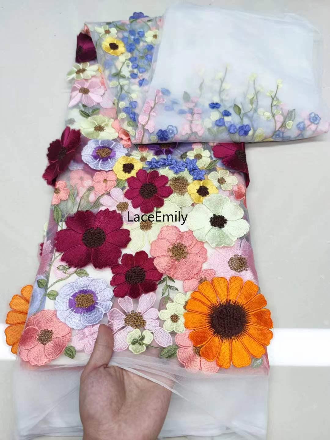 BENECREAT Tessuto Di Pizzo Ricamato A Rete Con Fiori Di Peonia – 160x100 Cm, In Poliestere E Cotone, Per Abiti Da Sposa, Veli E Tende Fai Da Te - 2