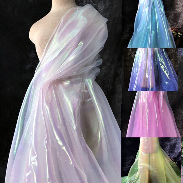 7 colors Colorful organza fabric Gradient organza tulle lace fabric For Girl Dress Tutu Dress Wedding Dress Bridal Veil 1 Yard