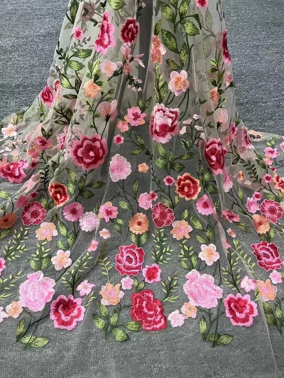 5 Colors Colorful Flowers Lace Fabric Floral Embroidery Soft - Etsy