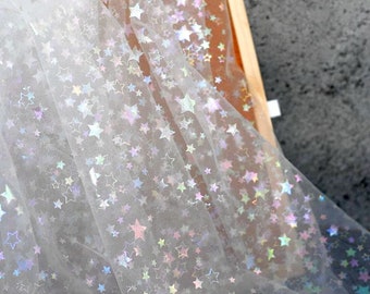 4 Colors Glitter print star lace fabric Colored stars tulle Fabric For Baby Tutu Dress, Gowns, Wedding Veil, prom dresses