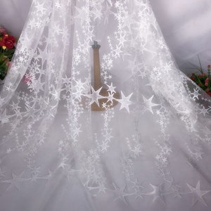 5 Colors Exquisite Star Embroidered Lace Fabric star Soft Pink Tulle  For Couture Dress Prom Dress For Wedding Dress  Ivory Illusion Gowns
