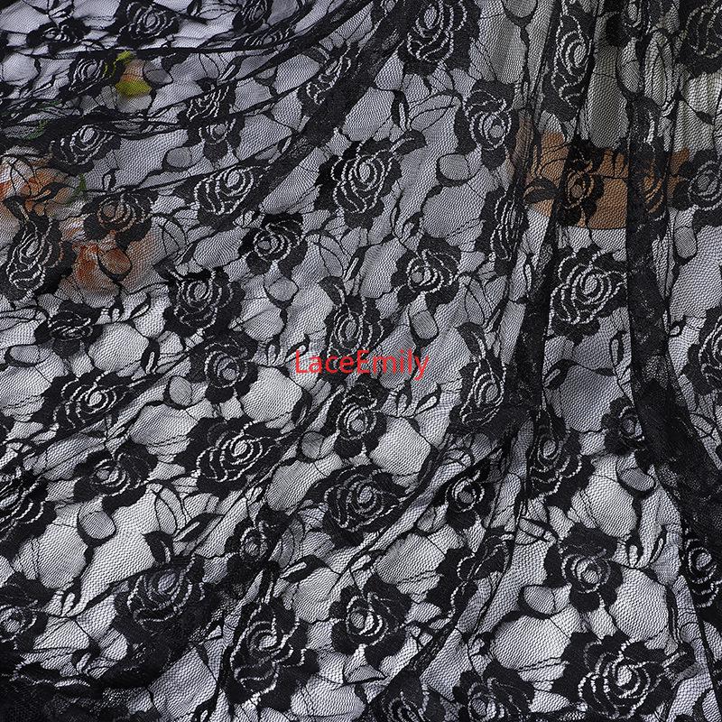 Rose Embroidered Black Dress - Etsy