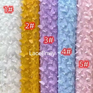 Tessuto in pizzo con ricamo a farfalla 3D da 10 colori Tessuto in tulle a rete con farfalla per sposa, abito da ragazza, abito da sposa, abito da festa 1 iarda