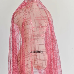 6 Farben Pailletten Gitter Muster Stickerei Spitze Stoff Grid Tüll Stoff Für Mädchen Kleid Tutu Kleid Brautkleid Brautschleier 1 Yard