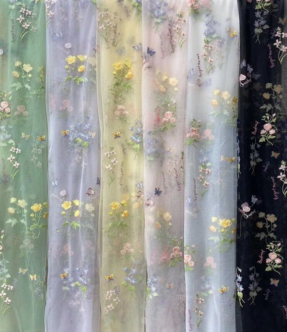 Beautiful Floral Embroidered Lace Fabric Colorful Flowers - Etsy