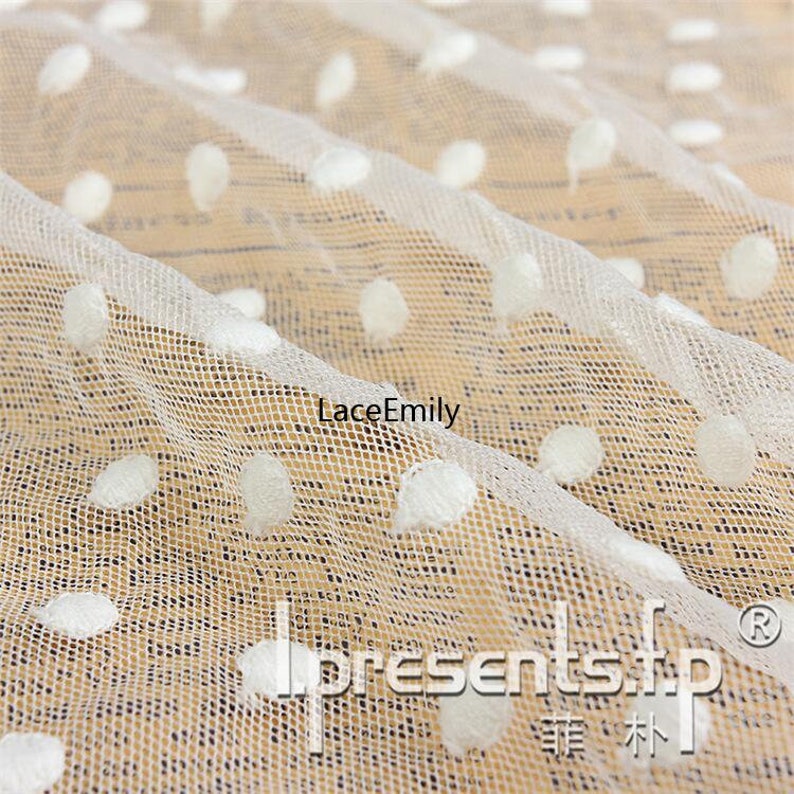 Cotton dot embroidery Lace fabric soft ivory tulle fabric For Girl Dress Tutu Dress Wedding Dress Bridal Veil 1 yard image 4