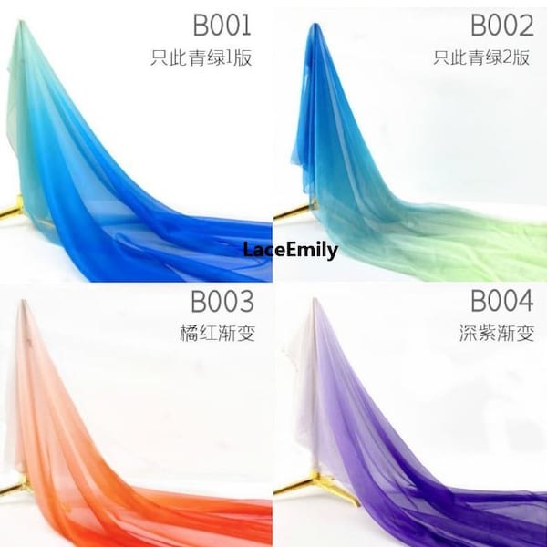 32 Farben Ombre Chiffonstoff, Farbverlauf 30D Chiffonstoff für Abschlussballkleid, Regenbogenkleid, Mädchenkleid, Sommerkleid, Hemden 59" Breite