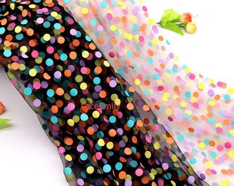 Colorful Polka Dot Lace Fabric yellow green purple Dots Tulle Lace For Wedding Dres, Girl Dress, Tutu Dress, Prom Gown 1 Yard