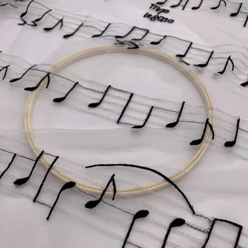 Ivory Music Note Embroidered Lace Fabric Musical Notes Tulle Etsy