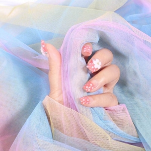 Tkanina koronkowa Gradient Rainbow Tiul pastelowy Rainbow na suknię balową, suknię balową, suknię haute couture, sukienkę tutu, dekorację na imprezę