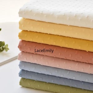 20 Colors  Swiss Dot Solid color Cotton Fabric: Multicolor Jacquard Material , Dress Sewing, Upholstery Fabric Cynthia,  1Yard