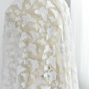 4 Colors 3D Butterfly Lace Fabric Flower Embroidered Tulle Fabric for Weddings, Birthday Dress, Bridal Dress，veil lace