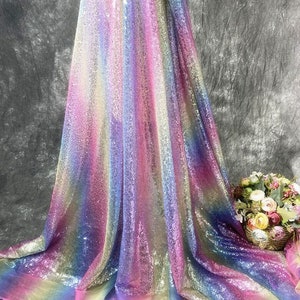 Exquisite purple gradient sequins fabric colorful sequin Fabric For Baby Tutu Dress, Gowns, Wedding Veil,  party dress 1 yards